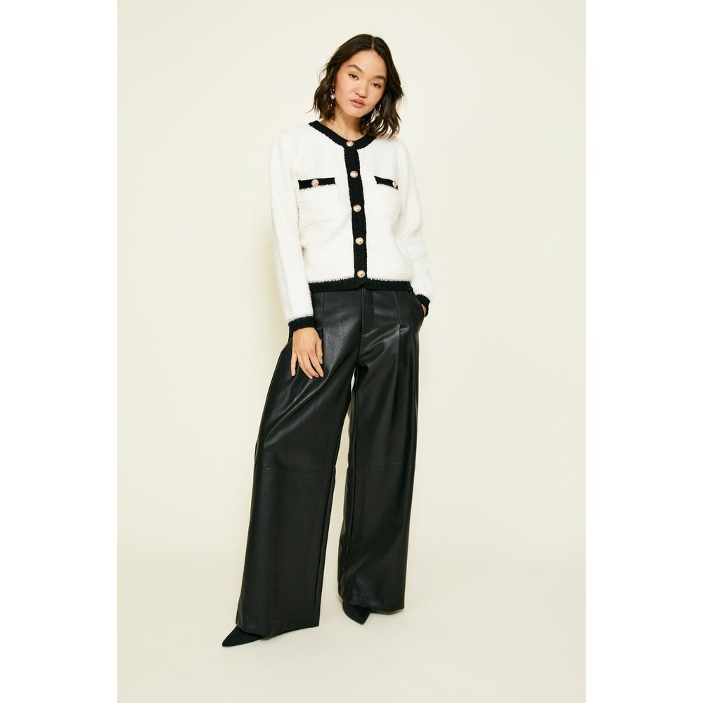 Line And‎ Dot Revolve Womens Ivory Black Bon Sweater Gold Buttons Sz XS Office